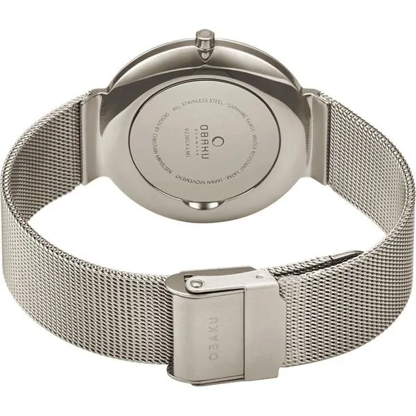 Obaku PAPIR - ONYX Stainless Steel <br>39mm Mesh Bracelet with Sapphire Crystal and Black Dial Image 2 Morris Jewelry Bowling Green, KY