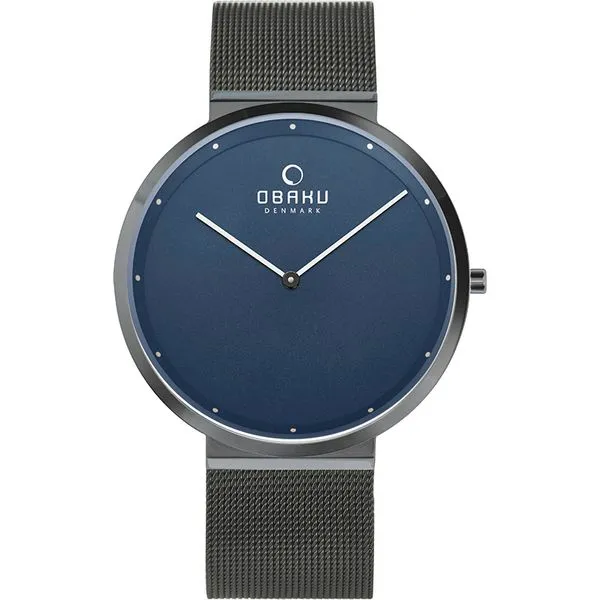 Obaku PAPIR - ONYX Stainless Steel <br>39mm Mesh Bracelet with Sapphire Crystal and Black Dial Morris Jewelry Bowling Green, KY