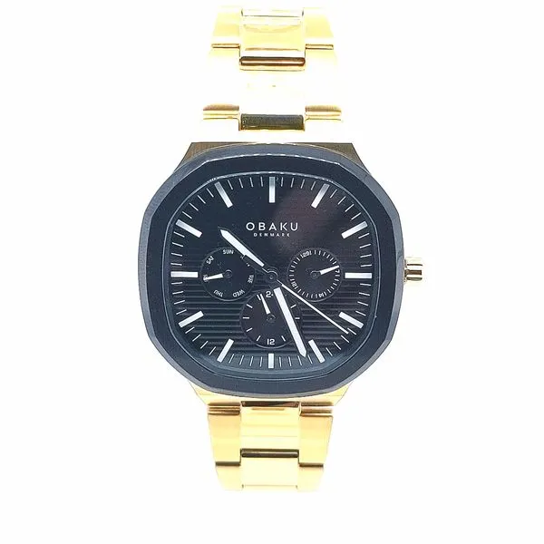 Obaku ILD - Gold Stainless Steel link 22mm Black Dial Gold Plated  42mm Mineral Crystal 5ATM Morris Jewelry Bowling Green, KY