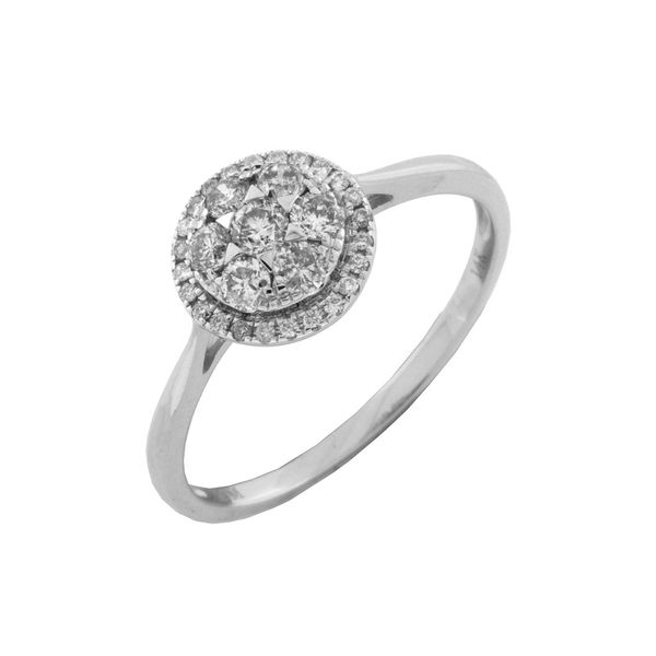 14K White Gold Round Halo Diamond Engagement Ring Moseley Diamond Showcase Inc Columbia, SC