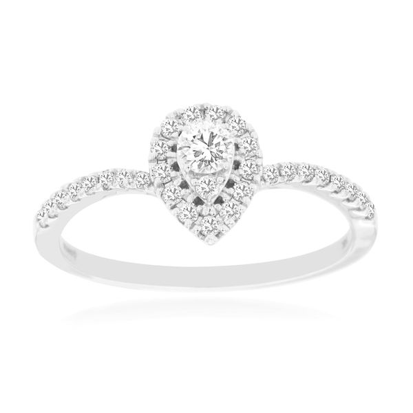14Kt White Gold Pear Halo Engagement Ring Moseley Diamond Showcase Inc Columbia, SC