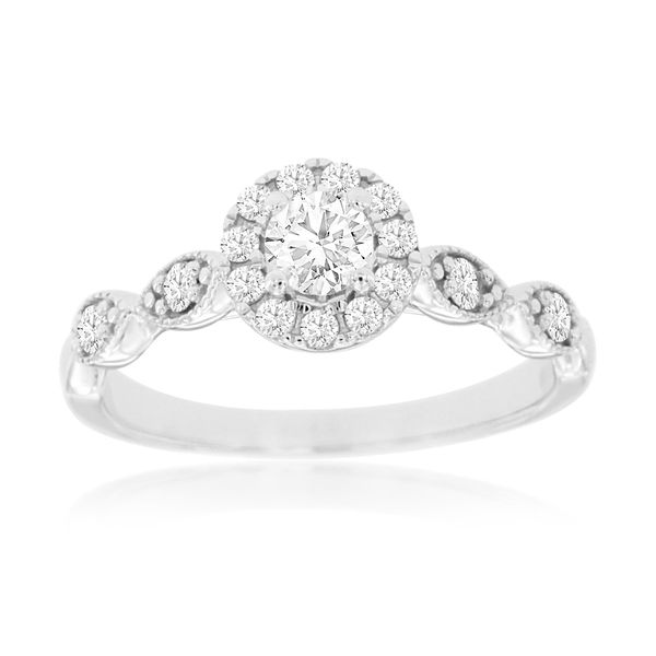 14Kt White Gold Round Halo Vintage Engagement Ring Moseley Diamond Showcase Inc Columbia, SC