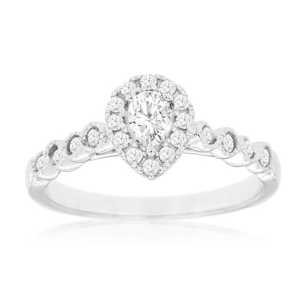 14Kt White Gold Pear Halo Engagement Ring Moseley Diamond Showcase Inc Columbia, SC