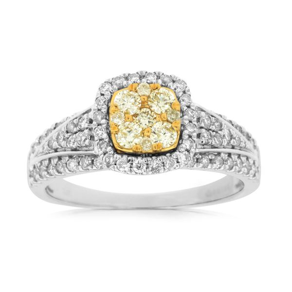 14K White Gold Yellow & White Diamond Halo Ring Moseley Diamond Showcase Inc Columbia, SC