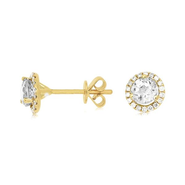 14K Yellow Gold 1ctw Halo Stud Earrings Moseley Diamond Showcase Inc Columbia, SC