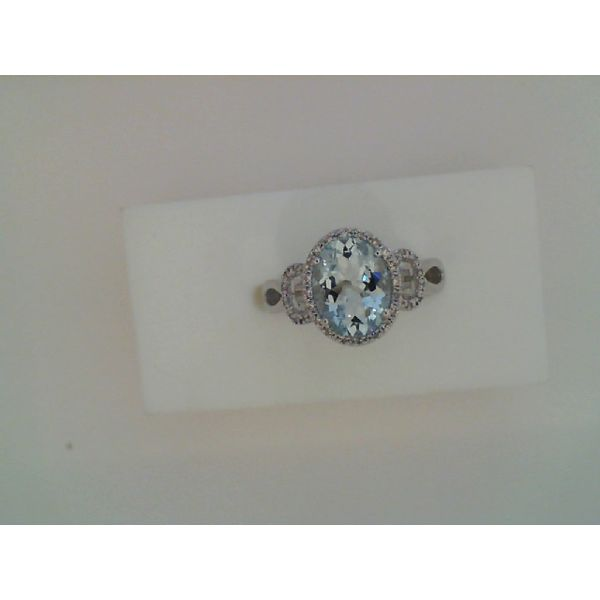 Ladies White Gold Oval Aquamarine and Diamond Ring Moseley Diamond Showcase Inc Columbia, SC
