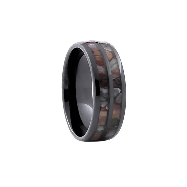 Comfort Fit 8mm High-Tech Ceramic Wedding Ring With Genuine Mammoth Tooth Inlay Moseley Diamond Showcase Inc Columbia, SC