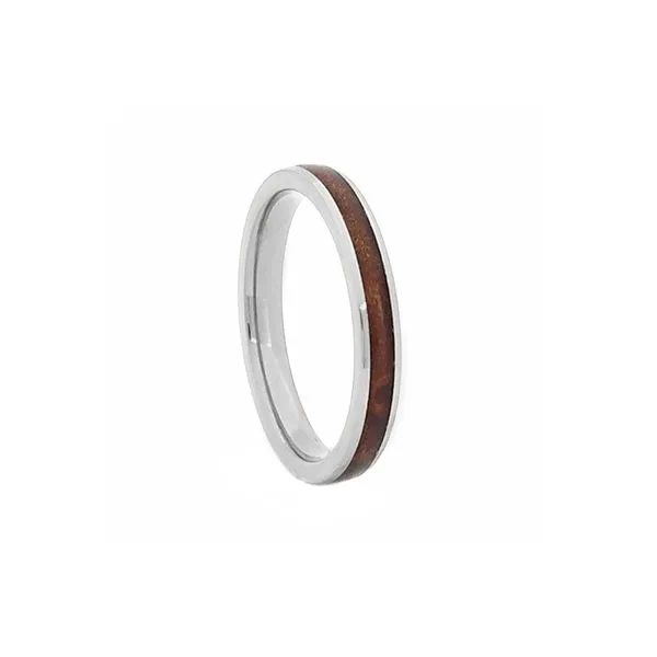 Comfort Fit Domed 3mm Titanium Ring With Genuine Wood from Whiskey Barrel Inlay Moseley Diamond Showcase Inc Lexington, SC