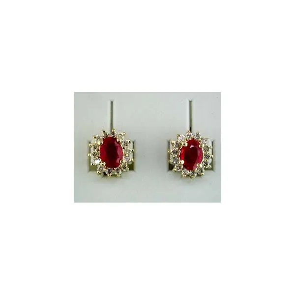 14Kt Yellow Gold Ruby Diamond Earrings 001 210 01271 Moseley