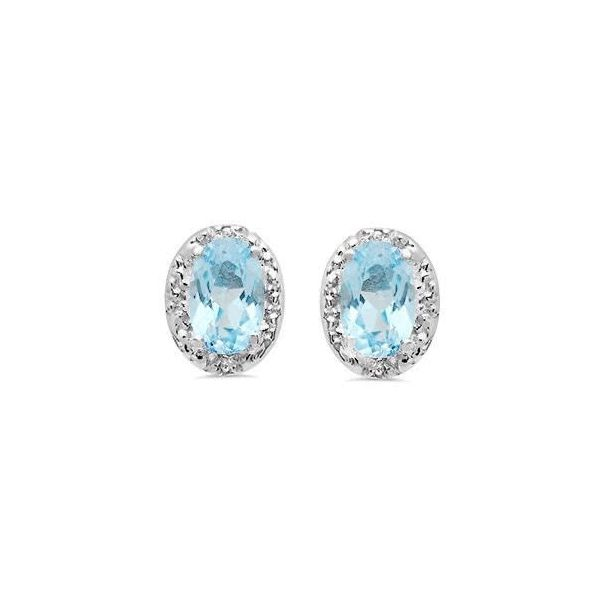 Ladies White Gold Oval Aquamarine and Diamond Earrings Moseley Diamond Showcase Inc Columbia, SC