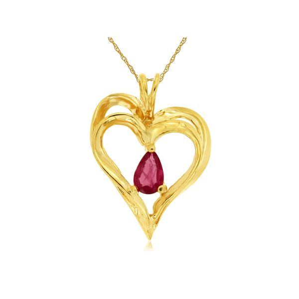 14Kt Yeloow Gold Ruby Heart Pendant Moseley Diamond Showcase Inc Columbia, SC