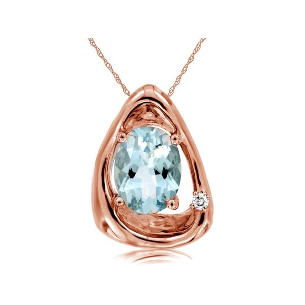 14K Rose Gold 1.10ct Aquamarine Free Form Pendant Moseley Diamond Showcase Inc Columbia, SC