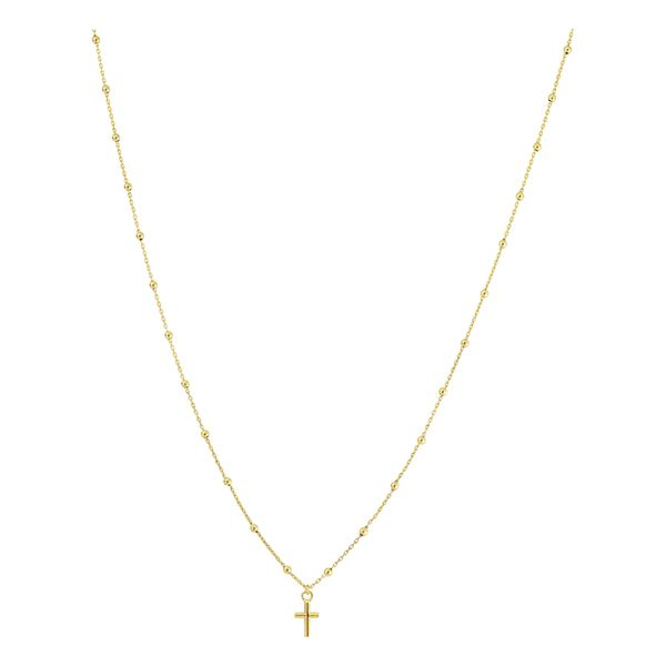 Yellow Gold Tiny Cross on Rosary Style Chain Moseley Diamond Showcase Inc Columbia, SC