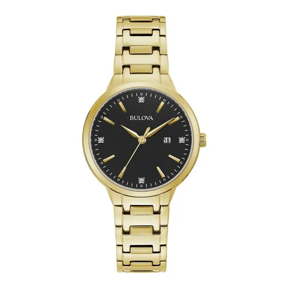 Bulova 97P147 Women's Classic Collection Yellow Tone, Black Dial Watch Moseley Diamond Showcase Inc Columbia, SC