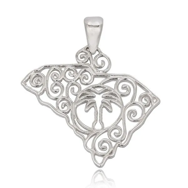 Southern Gates Large South Carolina State Pendant with Chain Moseley Diamond Showcase Inc Columbia, SC