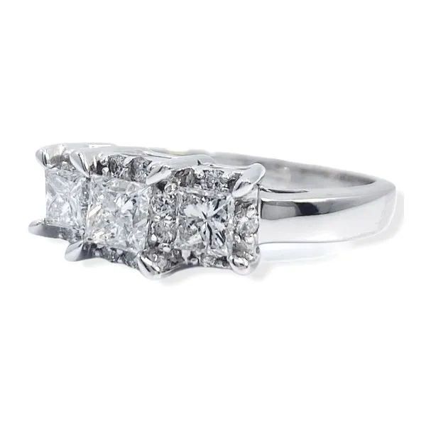 Diamond stone ring in 14K white gold with TCW - Main Image
