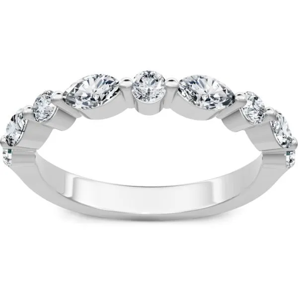 Oval and Round Diamond Wedding Band. 14K white gold Javeri Jewelers Inc Frisco, TX