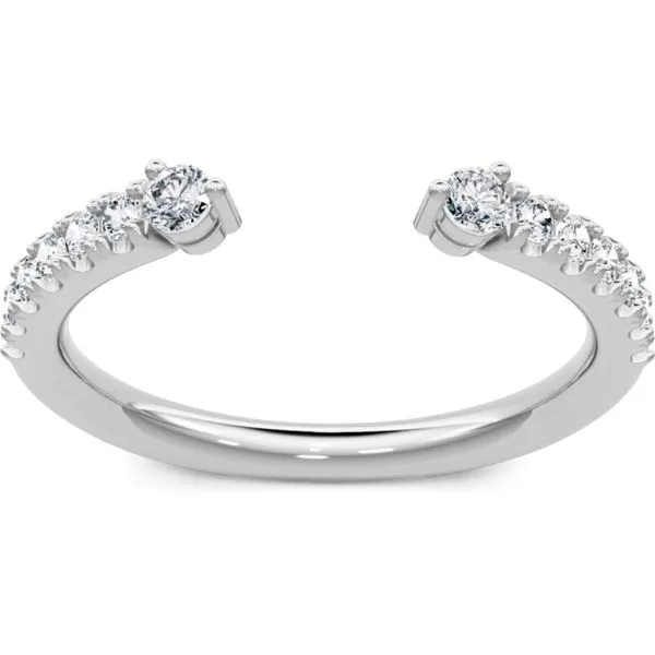 Contemporary 14K White Gold Open Design Two Stone Diamond Wedding band Javeri Jewelers Inc Frisco, TX