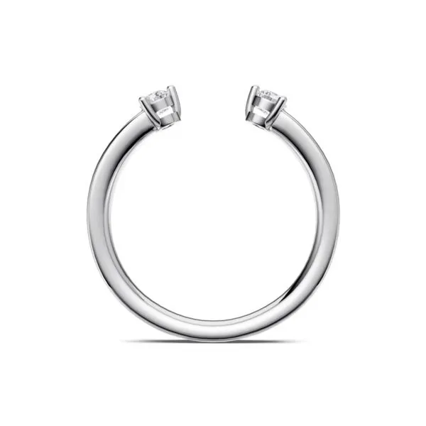 Contemporary 14K  White Gold Open Design Two Stone Diamond Wedding Band Image 3 Javeri Jewelers Inc Frisco, TX