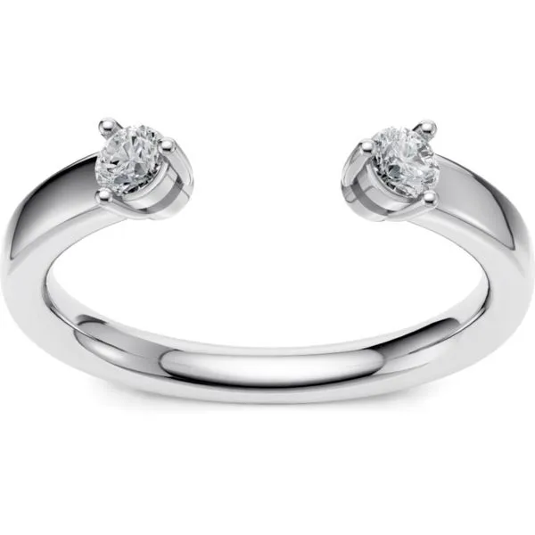 Contemporary 14K  White Gold Open Design Two Stone Diamond Wedding Band Javeri Jewelers Inc Frisco, TX