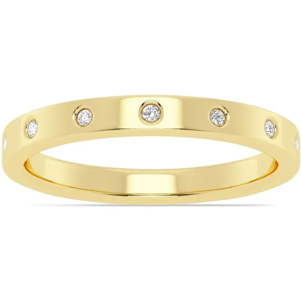 14K Yellow Gold Diamond Wedding Band with Flush Set Round Diamonds Javeri Jewelers Inc Frisco, TX