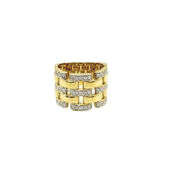 14K yellow gold diamond link ring.