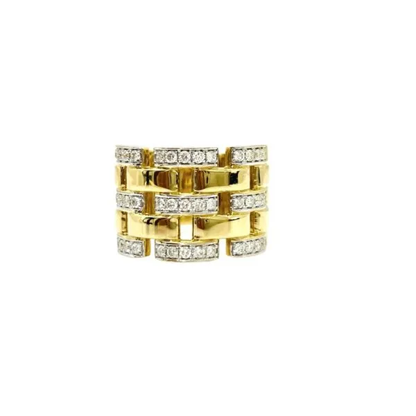 14K yellow gold diamond link ring.