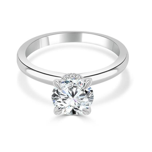 Round Diamond Solitaire Mounting with Hidden Halo