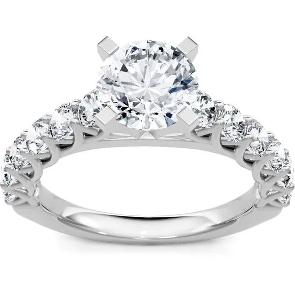 Round Diamond Engagement Ring 14K White Gold Shared Prong Band Javeri Jewelers Inc Frisco, TX