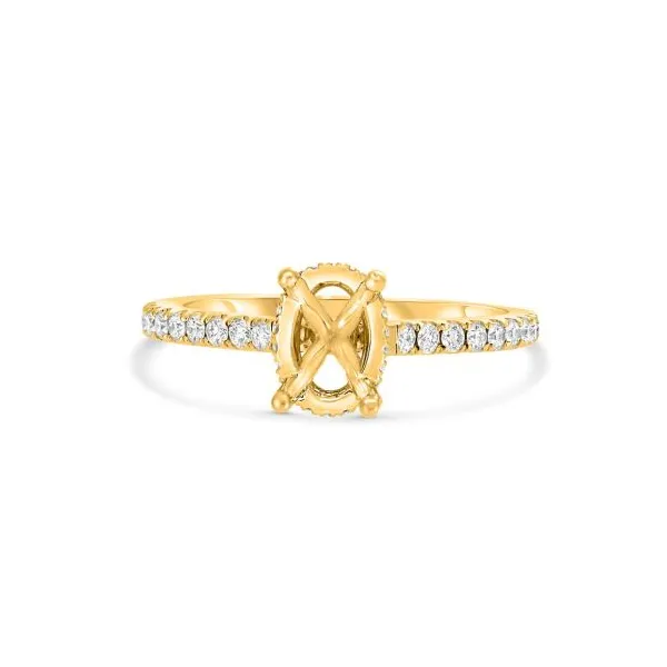 Diamond Engagement Semi Mount ring with Dropped Diamond Halo 14K Yellow Gold Javeri Jewelers Inc Frisco, TX