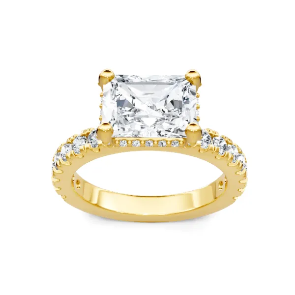 Radiant Cut Diamond Engagement Ring 14K Yellow Gold Pavé Band | Javeri Jewelers Inc Frisco, TX