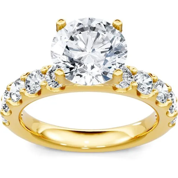 14K Yellow Gold Round Diamond Engagement Ring with Hidden Halo & Full Pavé Band Javeri Jewelers Inc Frisco, TX