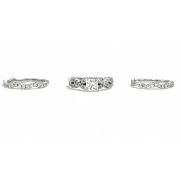 Radiant 14K White Gold Princess Cut Diamond Three-Ring Stack Image 2 Javeri Jewelers Inc Frisco, TX