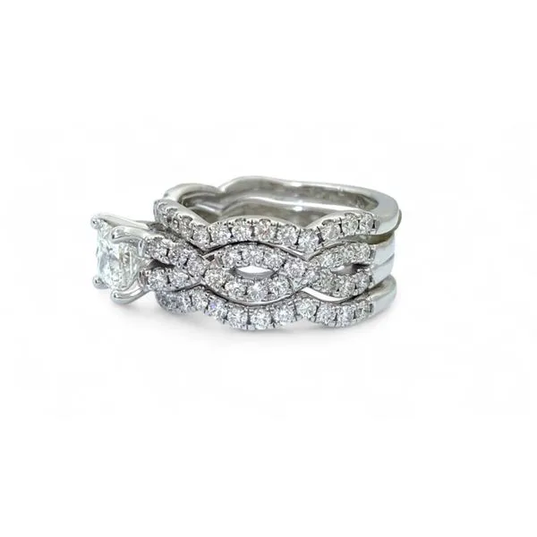 Radiant 14K White Gold Princess Cut Diamond Three-Ring Stack Image 3 Javeri Jewelers Inc Frisco, TX