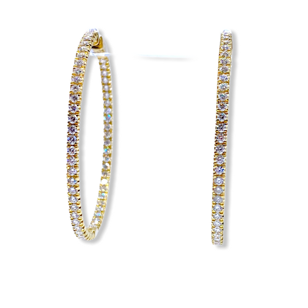 Yellow gold diamond hoops