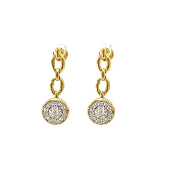 Diamond link dangle earrings in 14K yellow and white gold.