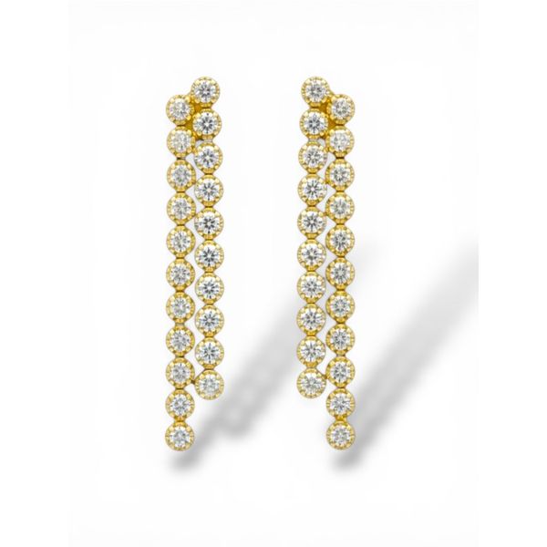 14K Yellow Gold Diamond Bar Dangle Earrings 1.13 CTW Javeri Jewelers Inc Frisco, TX