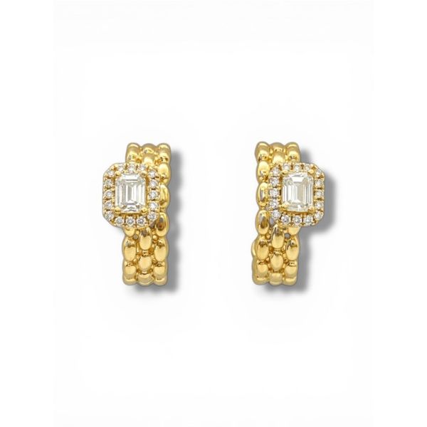 14K Yellow Gold Diamond Halo Huggie Earrings 0.46 CTW Javeri Jewelers Inc Frisco, TX