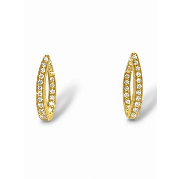 18K Yellow Gold JYE Diamond Wrap Hoop Earrings Javeri Jewelers Inc Frisco, TX