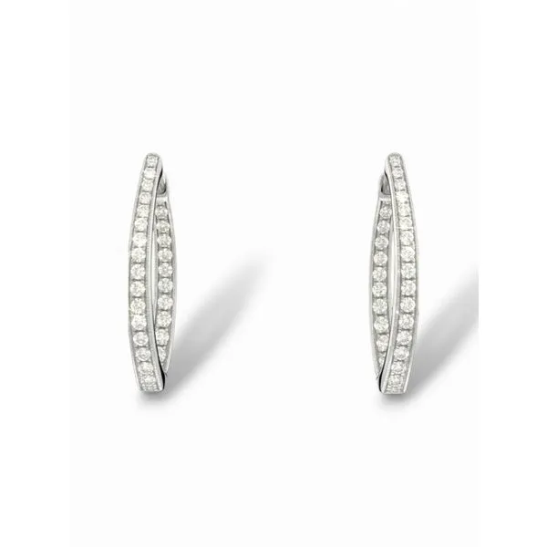 18K White Gold  Diamond Hoop Earrings Javeri Jewelers Inc Frisco, TX