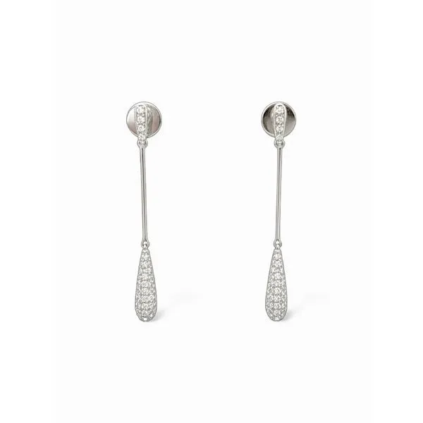 18K White Gold Diamond Drop Earrings by JYE Javeri Jewelers Inc Frisco, TX
