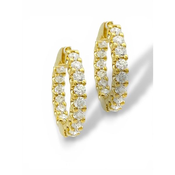 14K Yellow Gold Diamond Hoop Earrings 5.03 CTW Javeri Jewelers Inc Frisco, TX