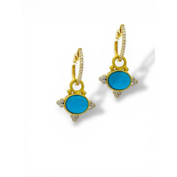 14K & 18K Yellow Gold Turquoise & Diamond Convertible Earrings 0.30 CTW Javeri Jewelers Inc Frisco, TX