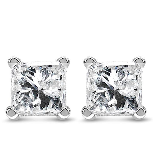 Classic 14K White Gold Princess Cut Diamond Stud Earrings Javeri Jewelers Inc Frisco, TX