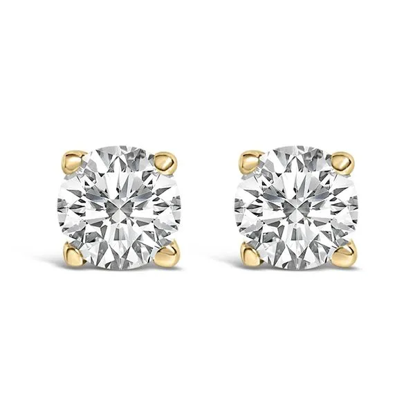 Classic 14K Yellow Gold Diamond Stud Earrings with Four-Prong Setting | Javeri Jewelers Image 2 Javeri Jewelers Inc Frisco, TX