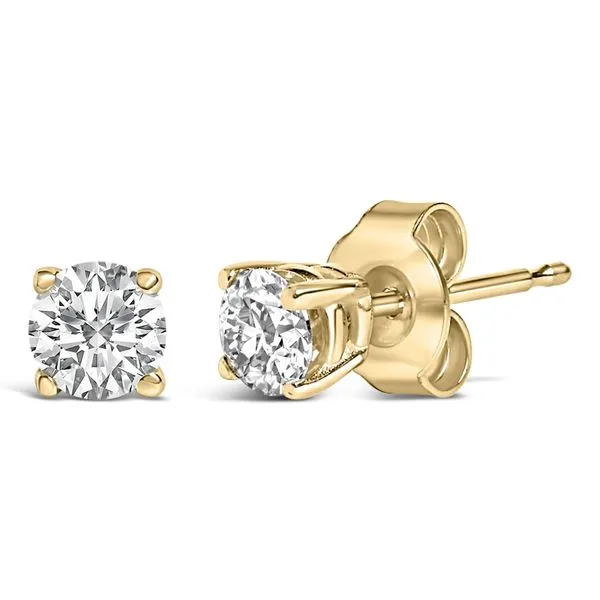 Classic 14K Yellow Gold Diamond Stud Earrings with Four-Prong Setting | Javeri Jewelers Image 3 Javeri Jewelers Inc Frisco, TX