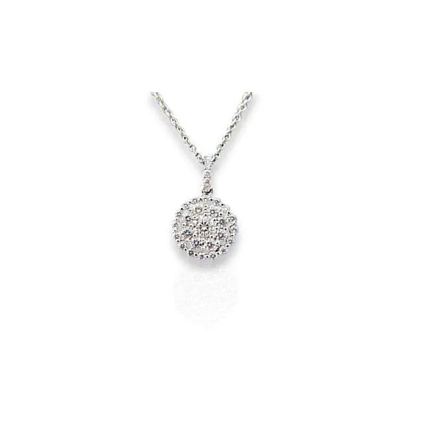 Double halo diamond cluster necklace.