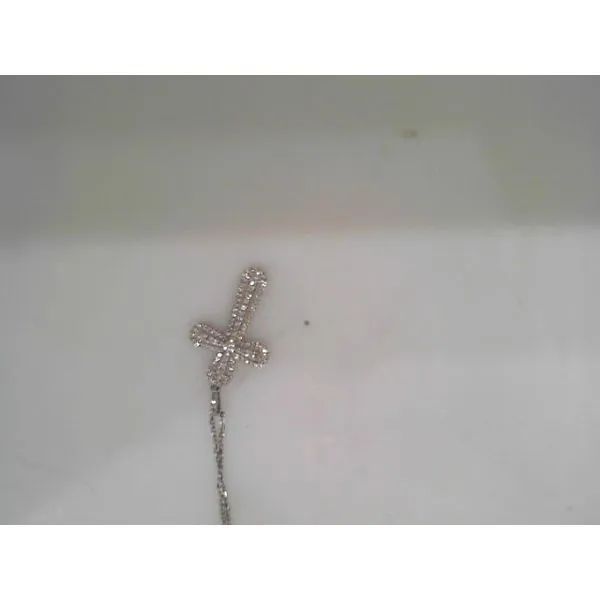 Diamond cross necklace in14K white gold. similar item image