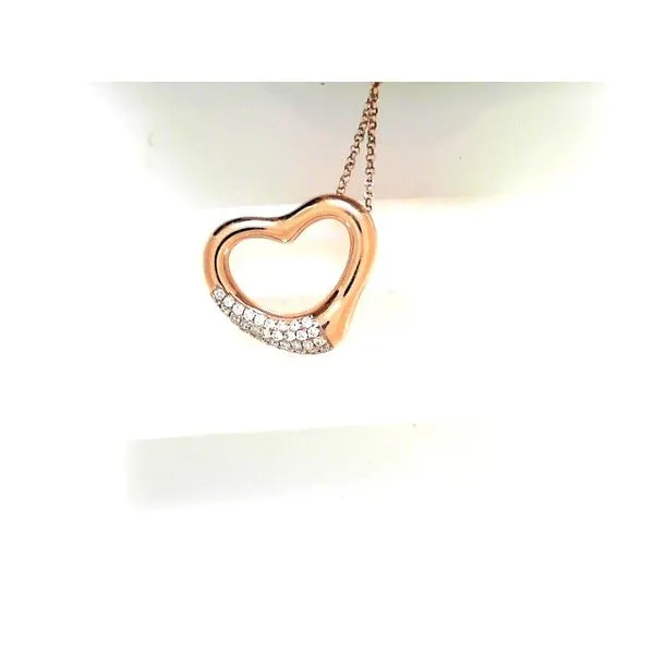 14K rose gold diamond heart necklace. Javeri Jewelers Inc Frisco, TX