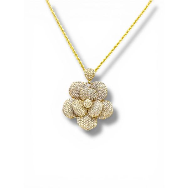 14K Yellow Gold Diamond Flower Pendant 1.38 CTW Javeri Jewelers Inc Frisco, TX